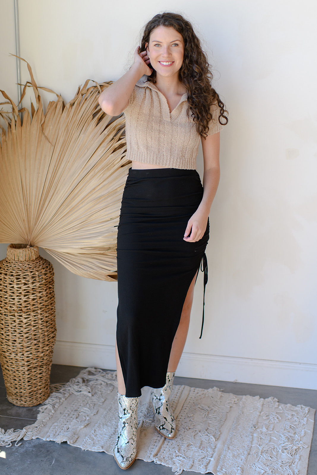 mode, collared sweater crop top