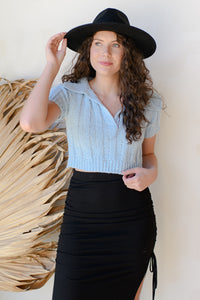 mode, collared sweater crop top