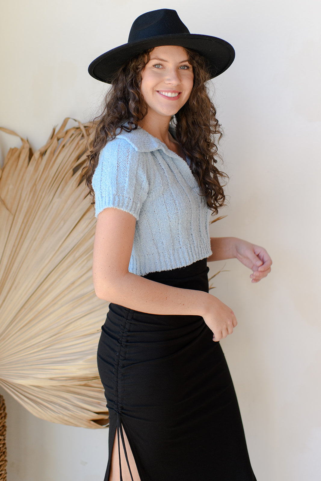 mode, collared sweater crop top
