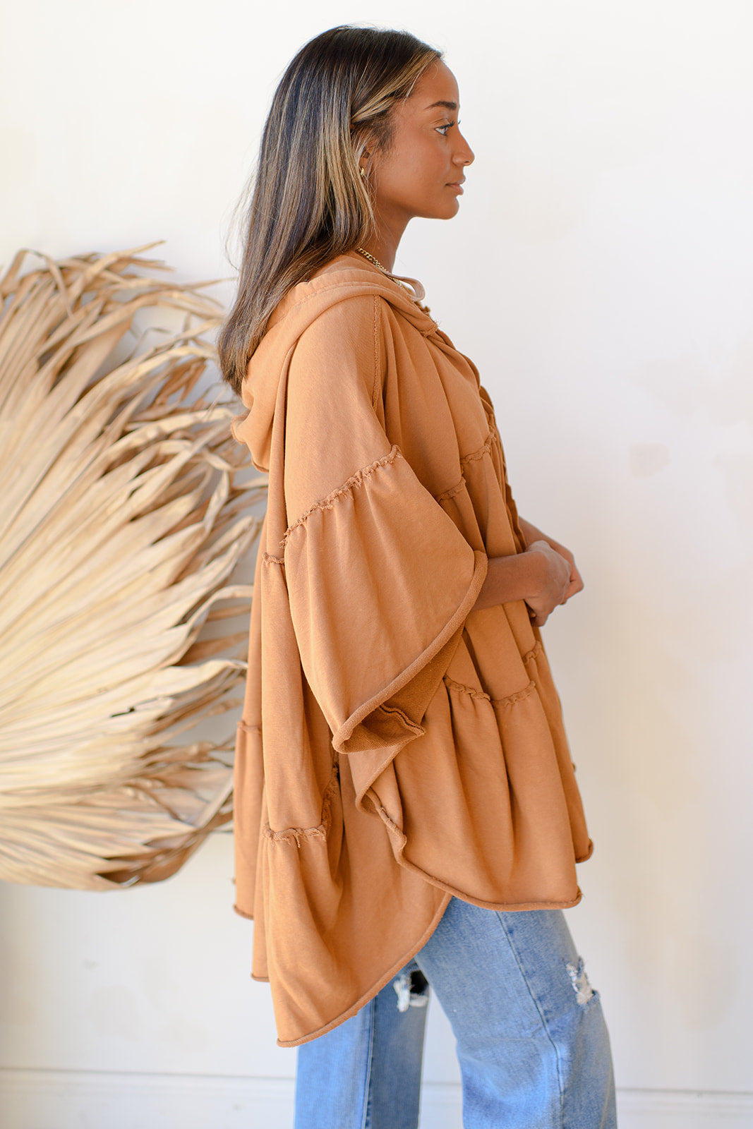 mode, zip tiered hoodie