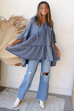 zip tiered hoodie
