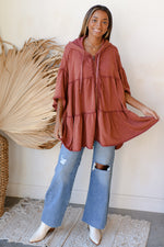 zip tiered hoodie