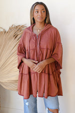 zip tiered hoodie