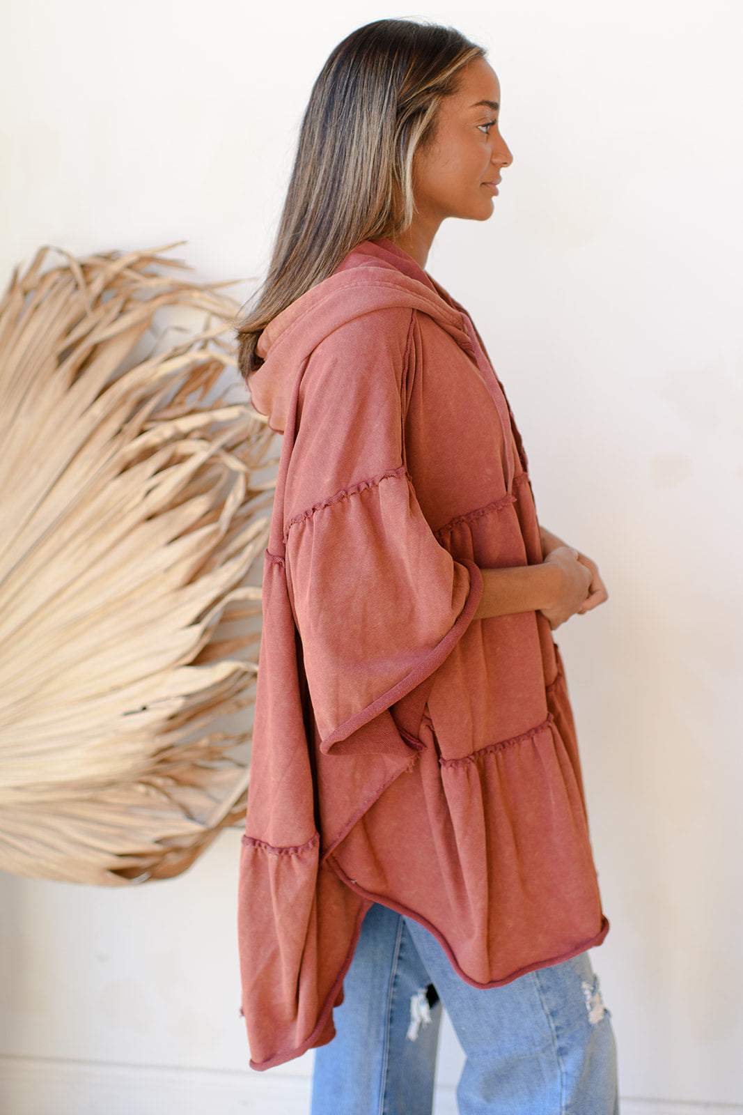 mode, zip tiered hoodie