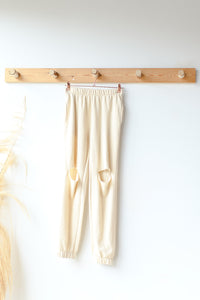 mode, gigi knee cut out joggers