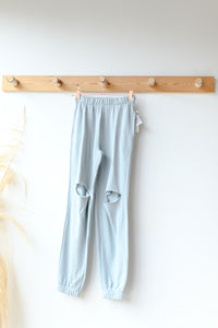 mode, gigi knee cut out joggers
