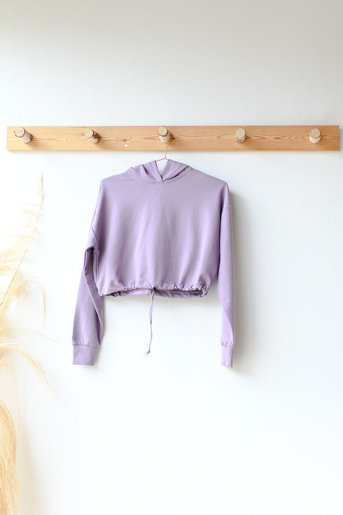 mode, porsha drawstring waist crop hoodie