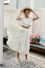 mode, sage the day skirt