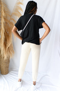 mode, gigi knee cut out joggers