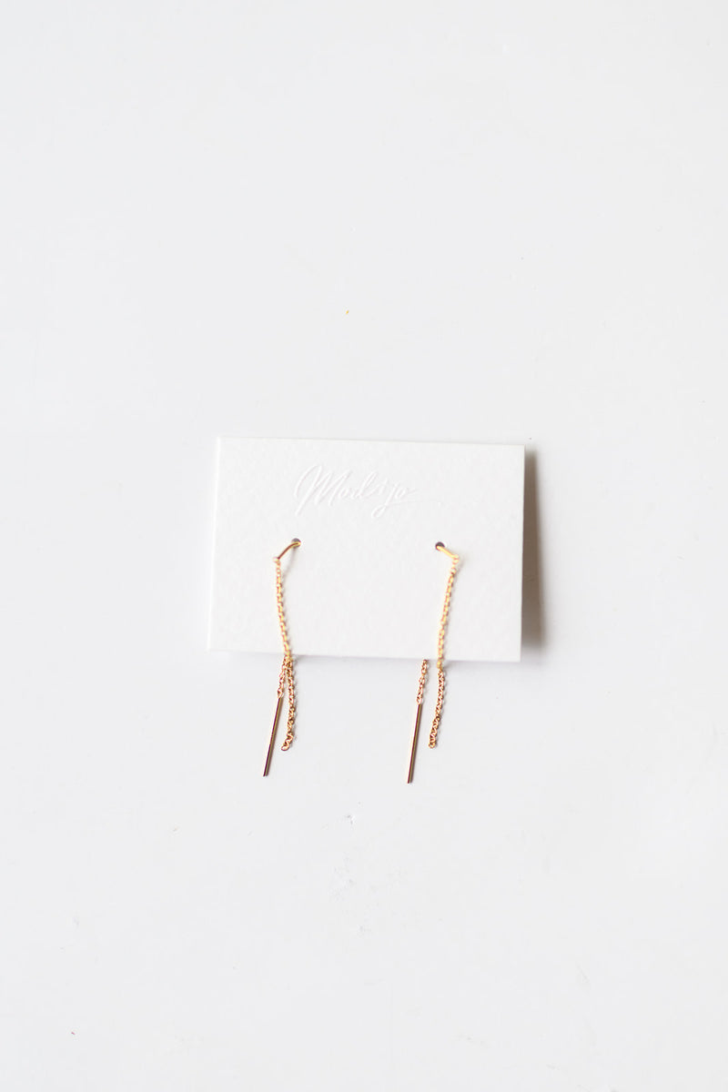 mode, eliza threader earrings