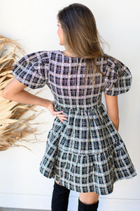 mode, tweed mini dress