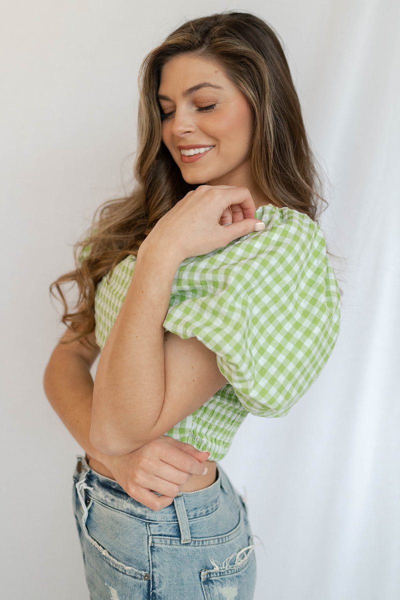 mode, picnic w me gingham top