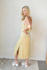 mode, satin color block midi dress