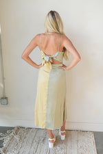 mode, satin color block midi dress