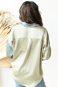 mode, eleanor satin button-up blouse