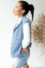 mode, denim vest