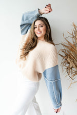 mode, denim + knit sweater