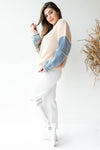 mode, denim + knit sweater