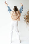 mode, denim + knit sweater