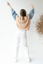 mode, denim + knit sweater