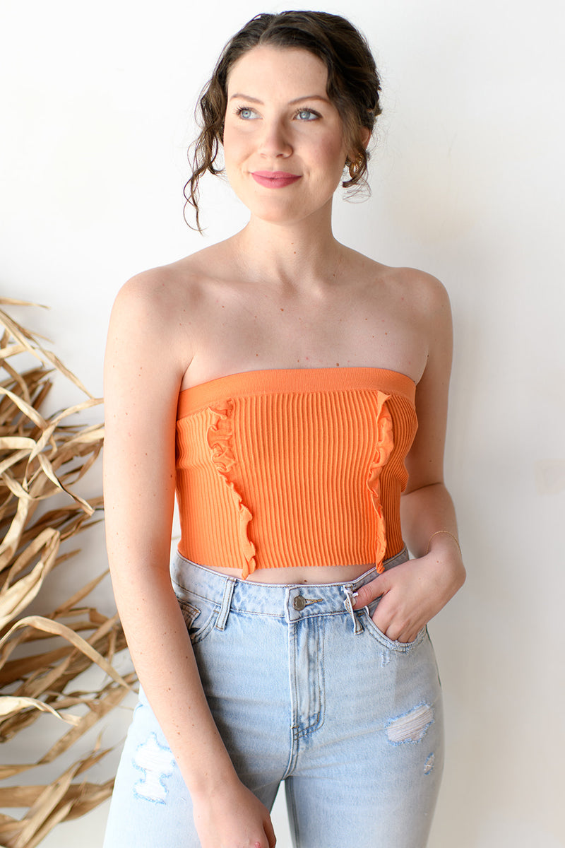 seamless ruffled tube top