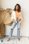 mode, providence button up sweater