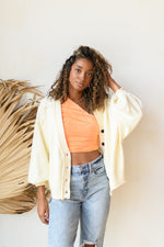 mode, providence button up sweater