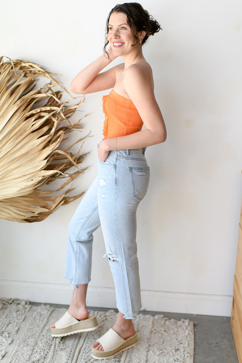 seamless ruffled tube top