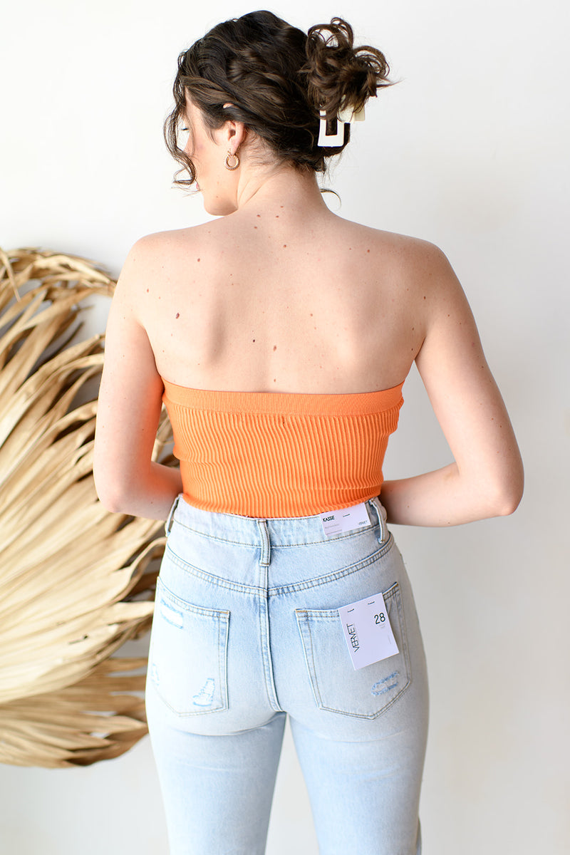 seamless ruffled tube top