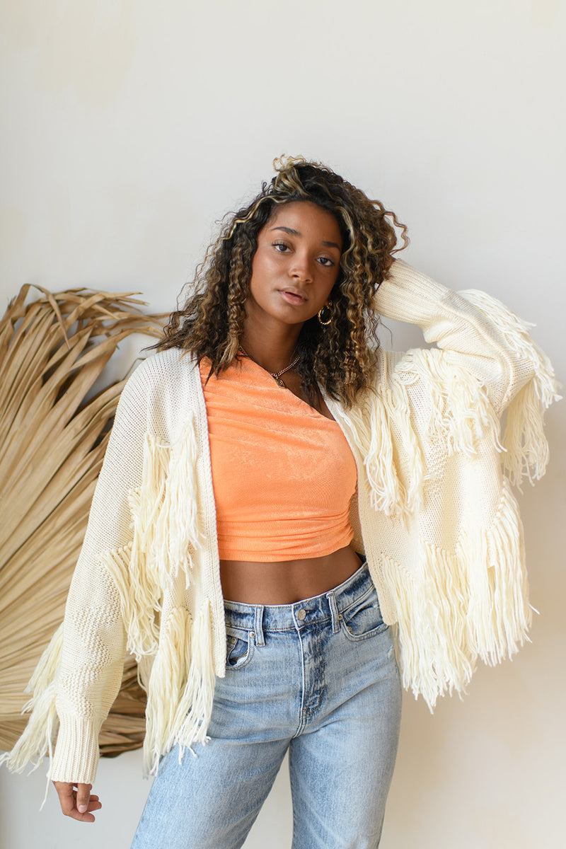 mode, for the fringe cardigan