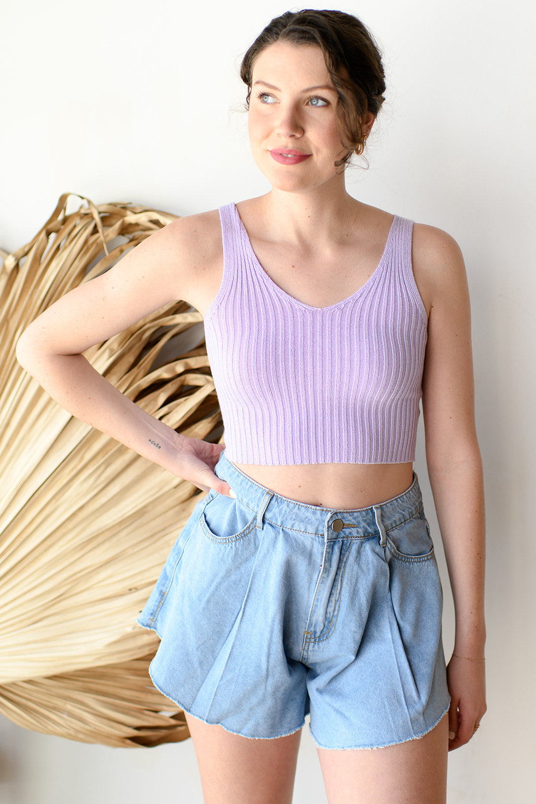 mode, flare denim shorts