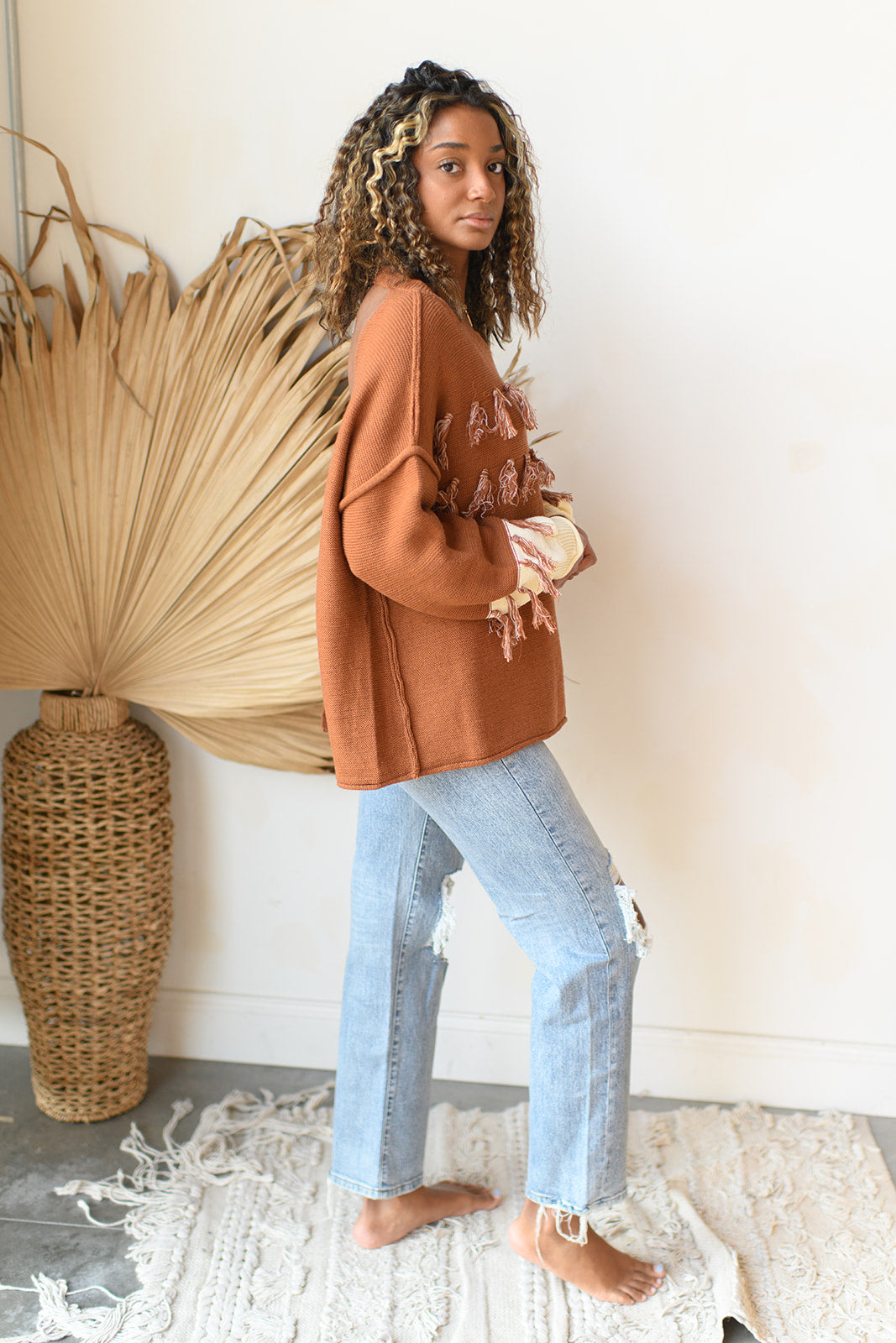 mode, ready for fall tie back sweater