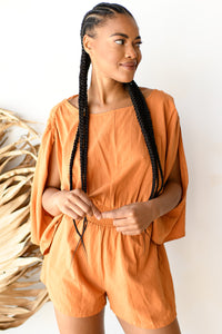 mode, flowy linen romper