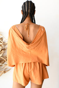 mode, flowy linen romper