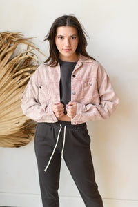 mode, cropped corduroy jacket