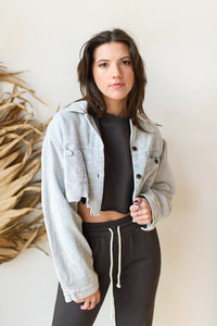 mode, cropped corduroy jacket