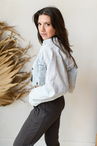 mode, cropped corduroy jacket