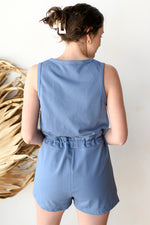 french terry sleeveless romper