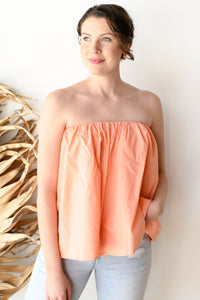 mode, ruffled tube top