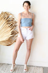 mode, smocked denim cami