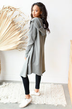 mode, longline hoodie cardigan