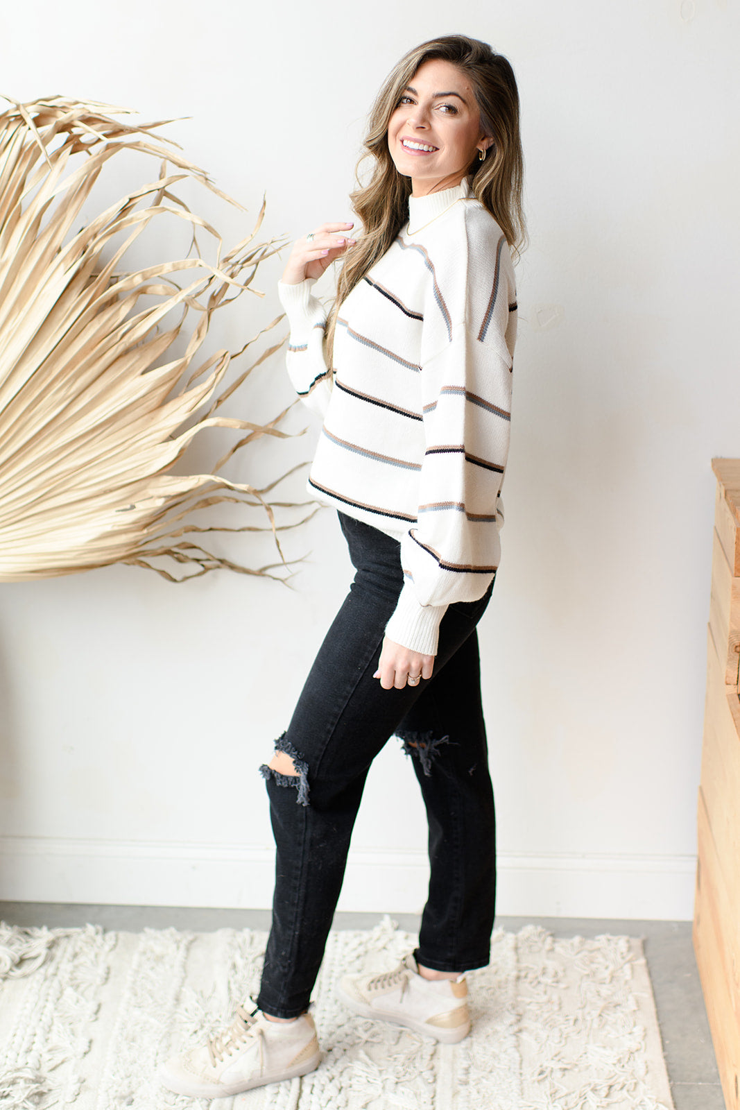 mode, do the stripe thing sweater