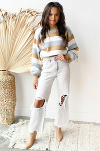 mode, stripe back at you sweater