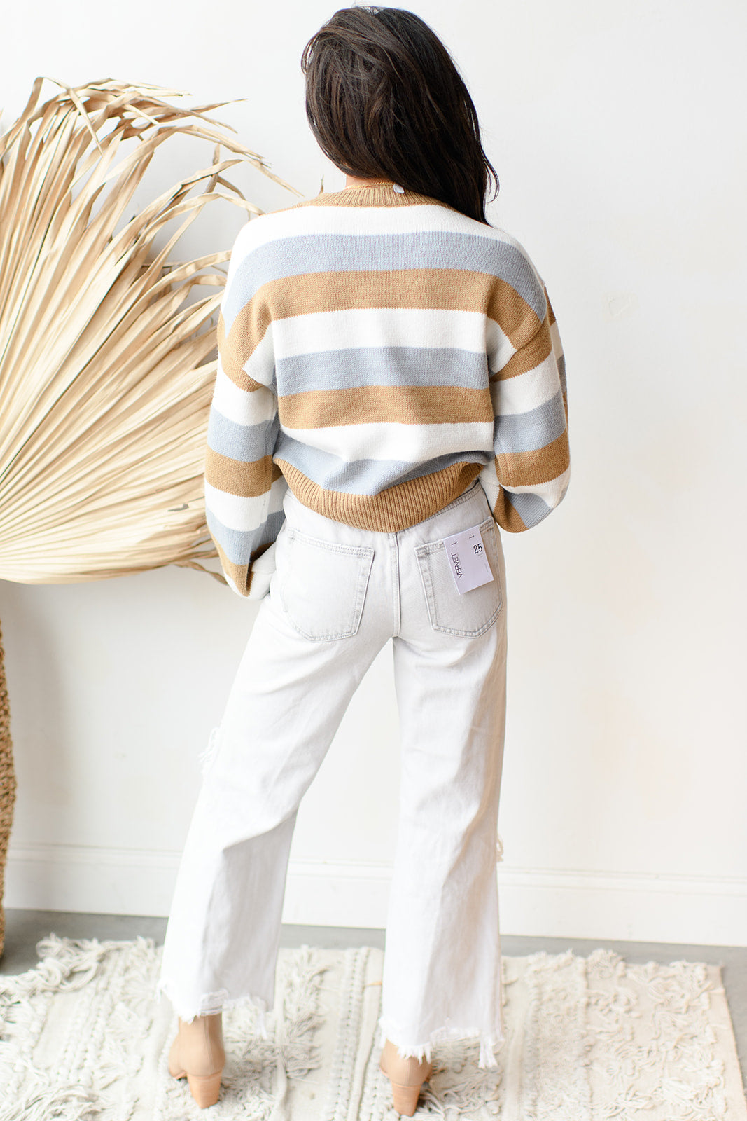 mode, stripe back at you sweater