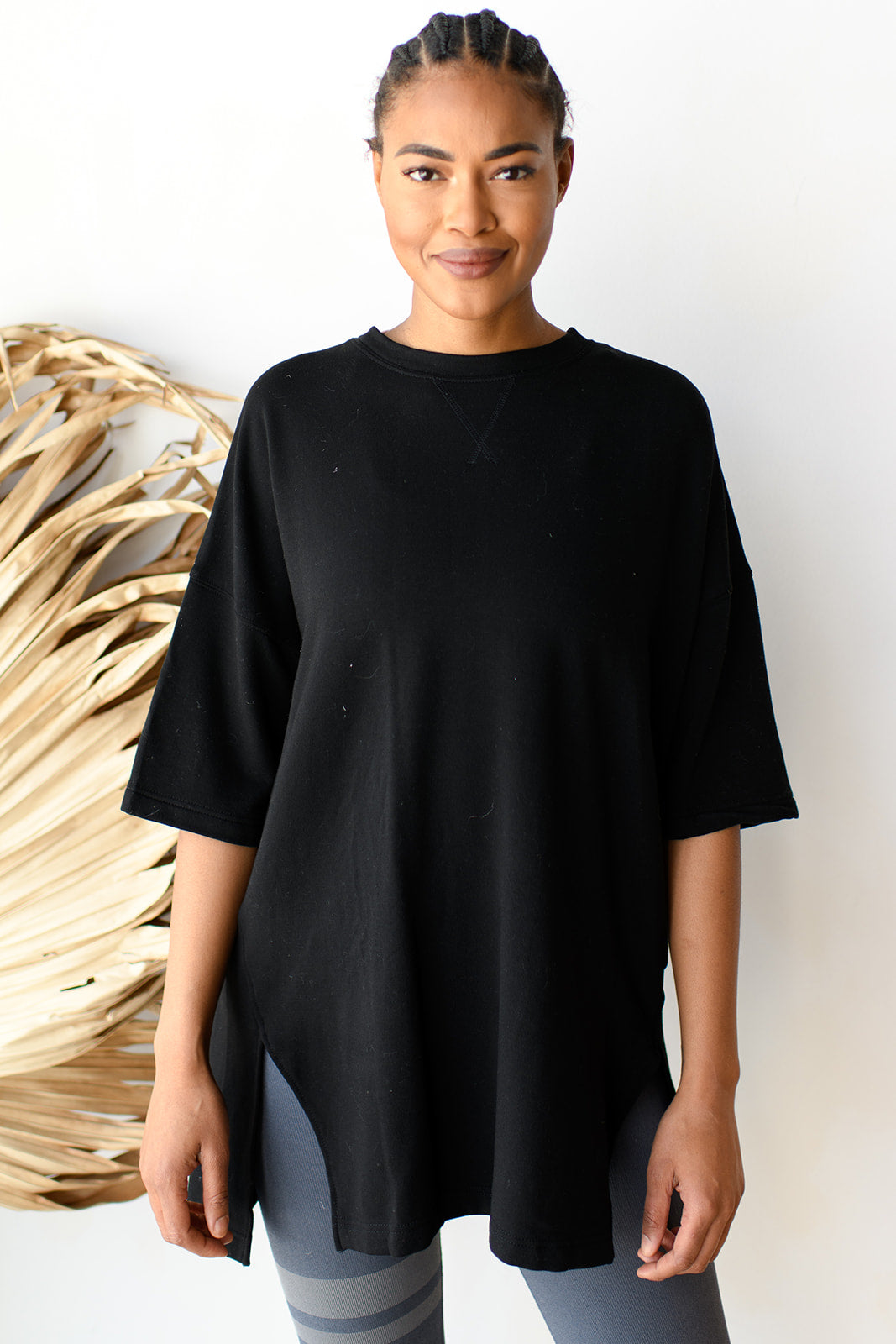 mode, lazy day longline top