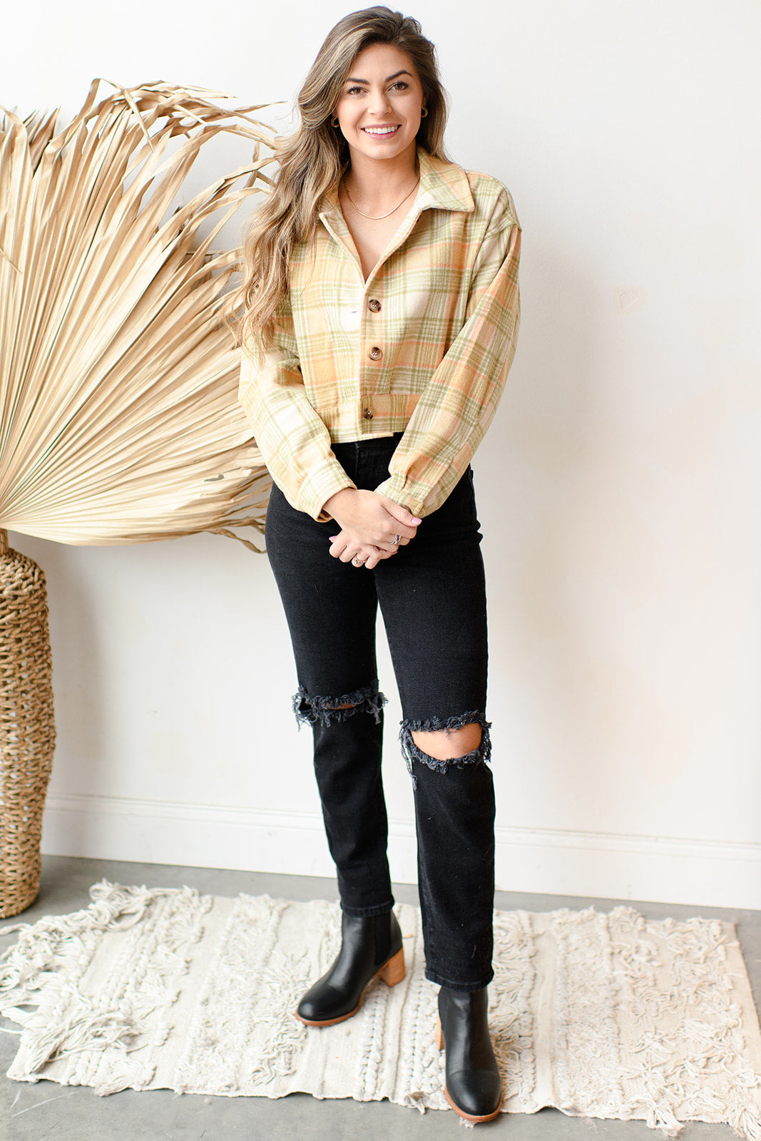 mode, don't plaid me crop jacket