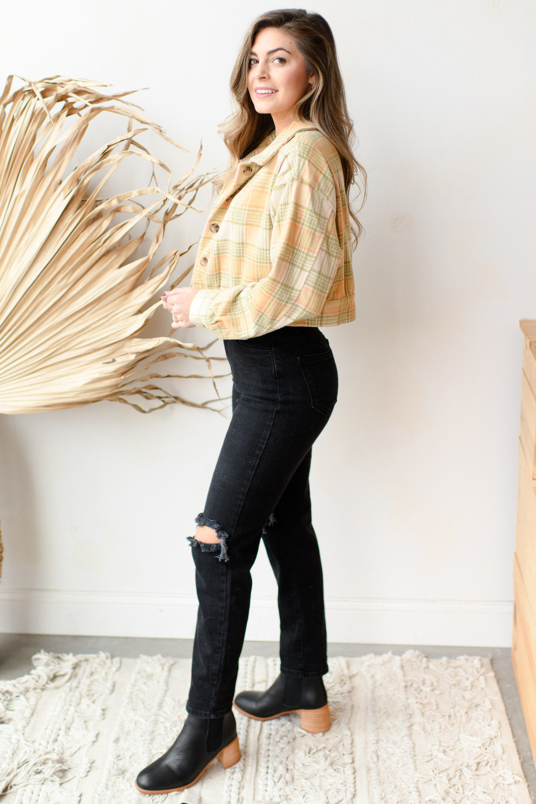 mode, don't plaid me crop jacket