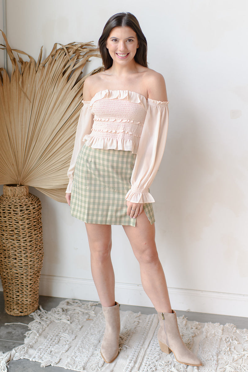off shoulder long sleeve top