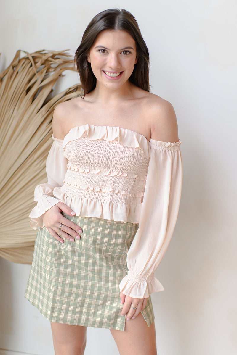 off shoulder long sleeve top
