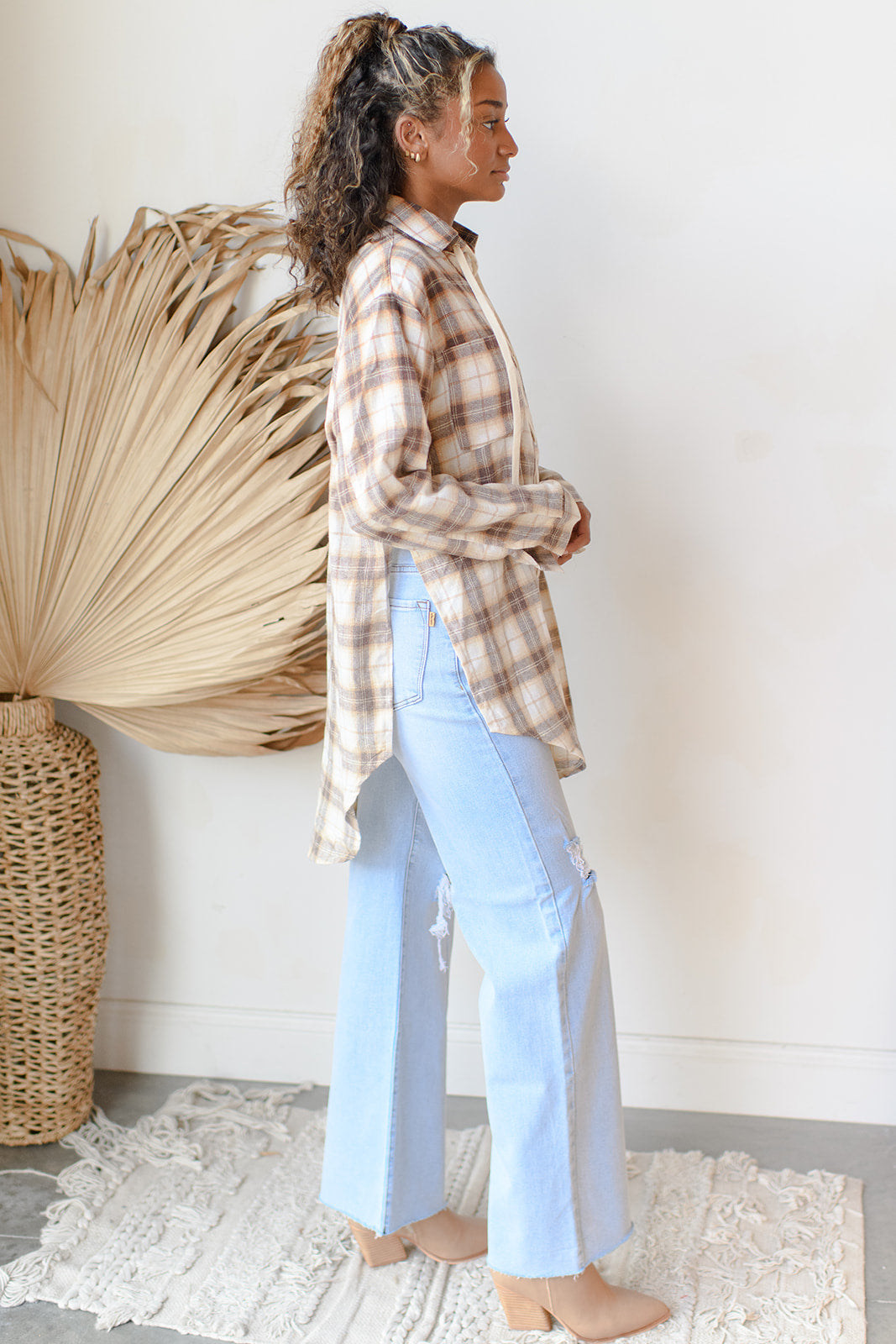 mode, tie-up long sleeve shirt